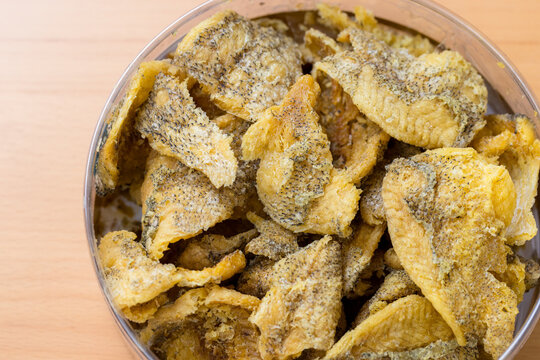 Delicious crispy fish skin snack