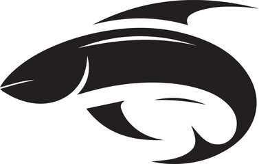 Fish silhouette in line art style. Fish vector by hand drawing. Fish tattoo on white background. Black and white fish vector on white background. Marine animal illustration. Marine life animal.