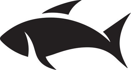 Fish silhouette in line art style. Fish vector by hand drawing. Fish tattoo on white background. Black and white fish vector on white background. Marine animal illustration. Marine life animal.