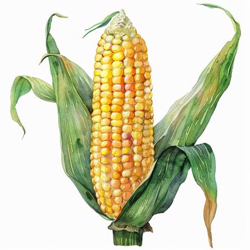 recommend clip art: A corn on the cob clipart, Thanksgiving element, watercolor illustration, pastel, isolated on white background