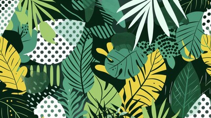 Nature-inspired geometric pattern, leaves and greenery theme