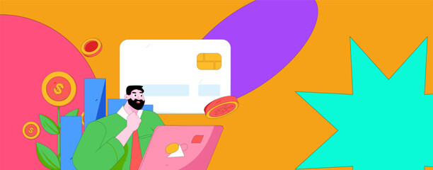 Internet financial management investment flat vector concept operation hand drawn illustration
