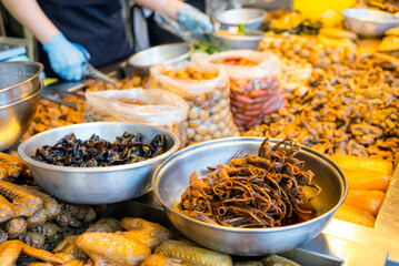Braised meat food in soy sauce sell in street market