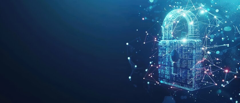 Abstract data security, digital privacy in AI technology