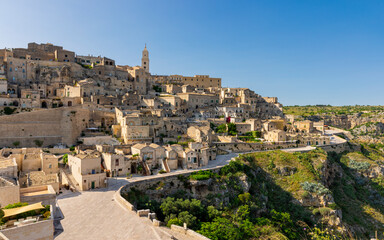 Obraz premium Matera One of the oldest cities in the world, Province of Matera, The Sassi of Matera, Basilicata, Southern Italy. Sassi. The Famous city in Southern Italy. UNESCO World Heritage Site