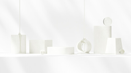 3D rendering image illustration of empty space podium display for product mockup background in landscape