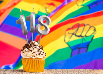 Birthday card with gay pride colors - Candle number 118