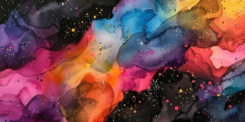 Dancing Colors: Abstract Watercolor and Alcohol Ink Art. High Definition Wallpaper and Background. AI-Generated.