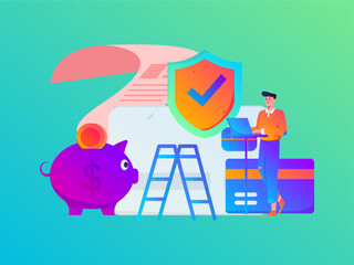 Obraz premium Internet financial management investment flat vector concept operation hand drawn illustration 