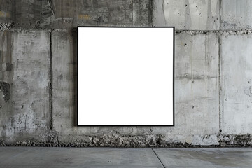 Industrial Minimalist Interior Mock-up with Empty Framed Art on Concrete Wall
