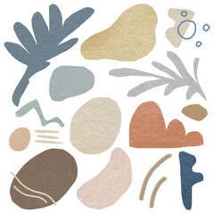 Png abstract shape sticker set in earth tone design on transparent background