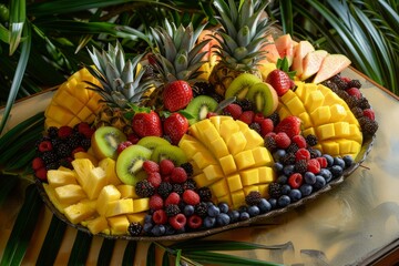 Tropical Delights: Artfully Arranged Fruit Platters for Travel, Health, and Food Promotion