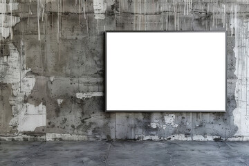 Industrial Minimalist Interior Mock-up with Empty Framed Art on Concrete Wall