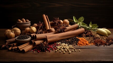 Composition Against a Background of Kitchen Masala Items