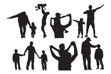 silhouette of father and children vector stock illustration. illustration for father's day