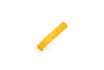 Corn sticks with ketchup isolated on white background.