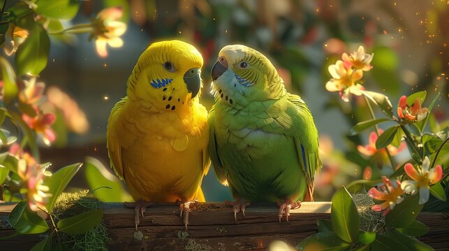Two parakeets