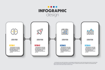 Timeline presentation infographic template with concept business icon 6 option square shape.