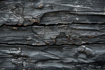 Charred wood texture with deep cracks and darkened surface