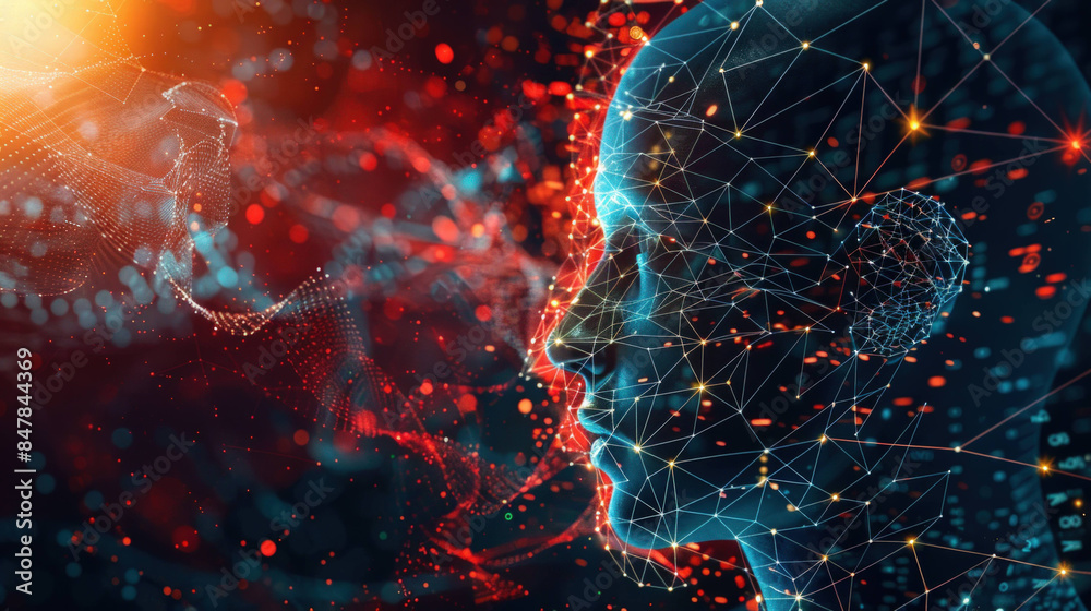 Poster Digital Brain Connection with AI and Big Data Analysis Concept