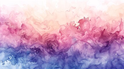 Fototapeta premium Vibrant abstract watercolor isolated on transparency PNG background, in pink, purple, and blue shades, ideal for artistic and creative projects.