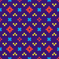 Abstract pixel geometric shape pattern seamless design for fabric print cloth dress carpet curtains and sarong Aztec African Indian Indonesian 