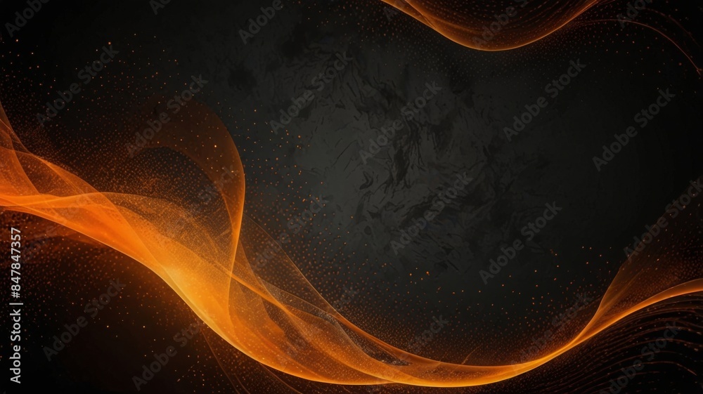 Poster Orange black waves, color gradient rough abstract background shine bright light and glow template empty space, grainy noise grungy texture on transparent background cut out