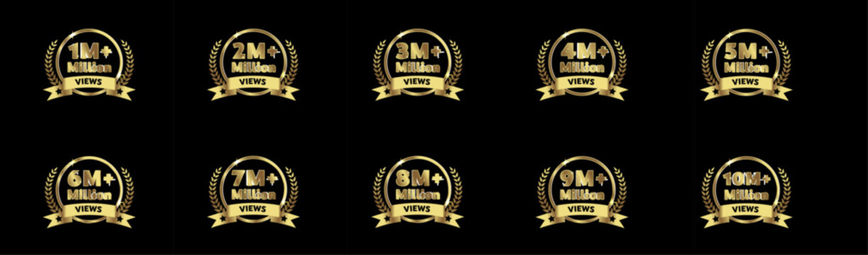 Million views icon. Can be used as logo. Editable Vector illustration concept.