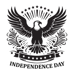 Obraz premium A vector silhouette image of an independence day eagle with white background