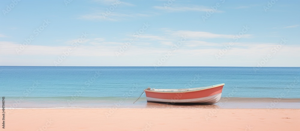 Wall mural dinghy beach. creative banner. copyspace image