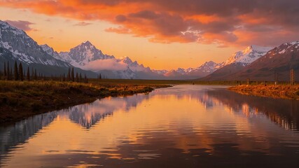 sunset over the lake