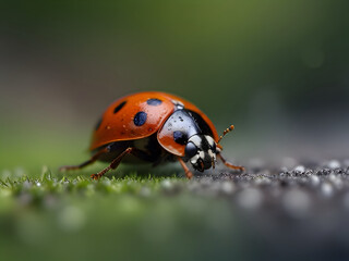 Obraz premium Ladybug on the background of nature