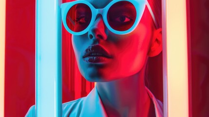 A modern icon stands out in isolation framed by futuristic sunglasses