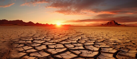 World problem with global warming dry cracked earth The desert It s hot the global shortage of water on the planet. Creative banner. Copyspace image