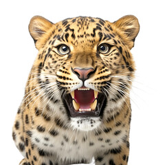 Fototapeta premium Cute Smile of Small Amur Leopard isolated on a transparent background