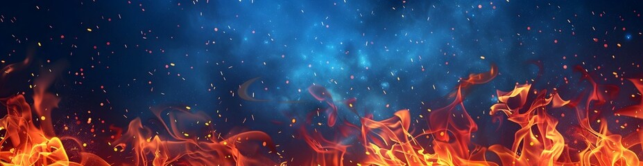 A fiery background with flames burning in the air, creating an intense and dramatic atmosphere for design use
