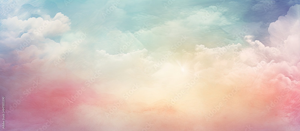 Aufkleber double exposure of cloud and sky of paper texture for background abstract postcard nature art pastel
