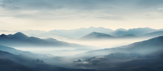 Fototapeta premium Misty Hills. Creative banner. Copyspace image