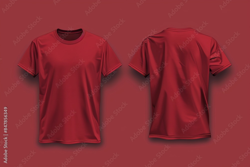 Sticker Dark red t-shirt template showing the front and back views.