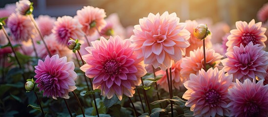 dahlia flowers in the garden. Creative banner. Copyspace image © HN Works