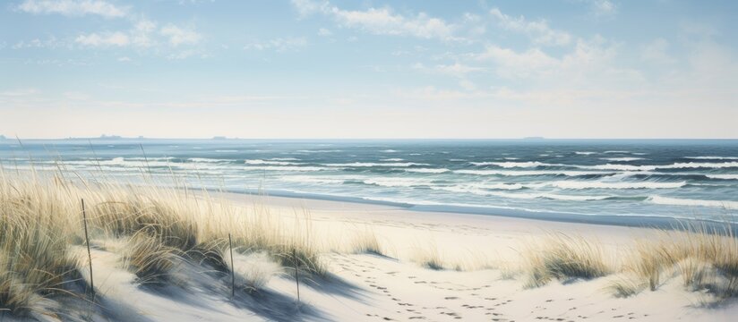Beach and seascapes with water and dunes. Creative banner. Copyspace image