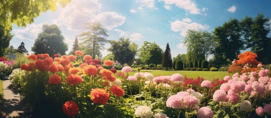 Garden in noon. Creative banner. Copyspace image