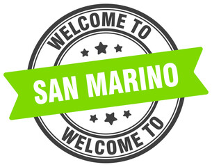 Welcome to San Marino stamp. San Marino round sign