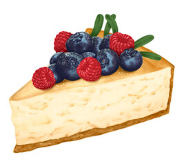 Mixed-berry cheesecake png sticker, transparent background