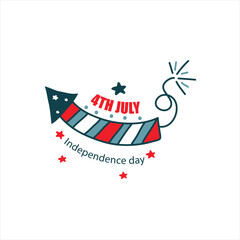 Fototapeta premium 4th of July hand written text vector illustration 