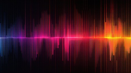 A colorful sound wave with red, orange, and blue lines