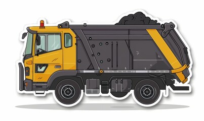 Illustration of a garbage truck, sticker.