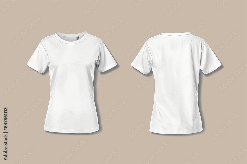 Sticker White t-shirt template showing the front and back views.