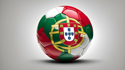 Obraz premium The symbolic power of success and victory. soccer ball on Portugal flag background. Generative Ai