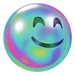 Smiling face png 3D metallic emoticon, transparent background